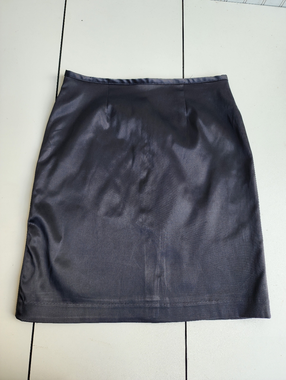 Jaclyn Smith Classic Black Satin Pencil Skirt Womens Stretch Sz 12